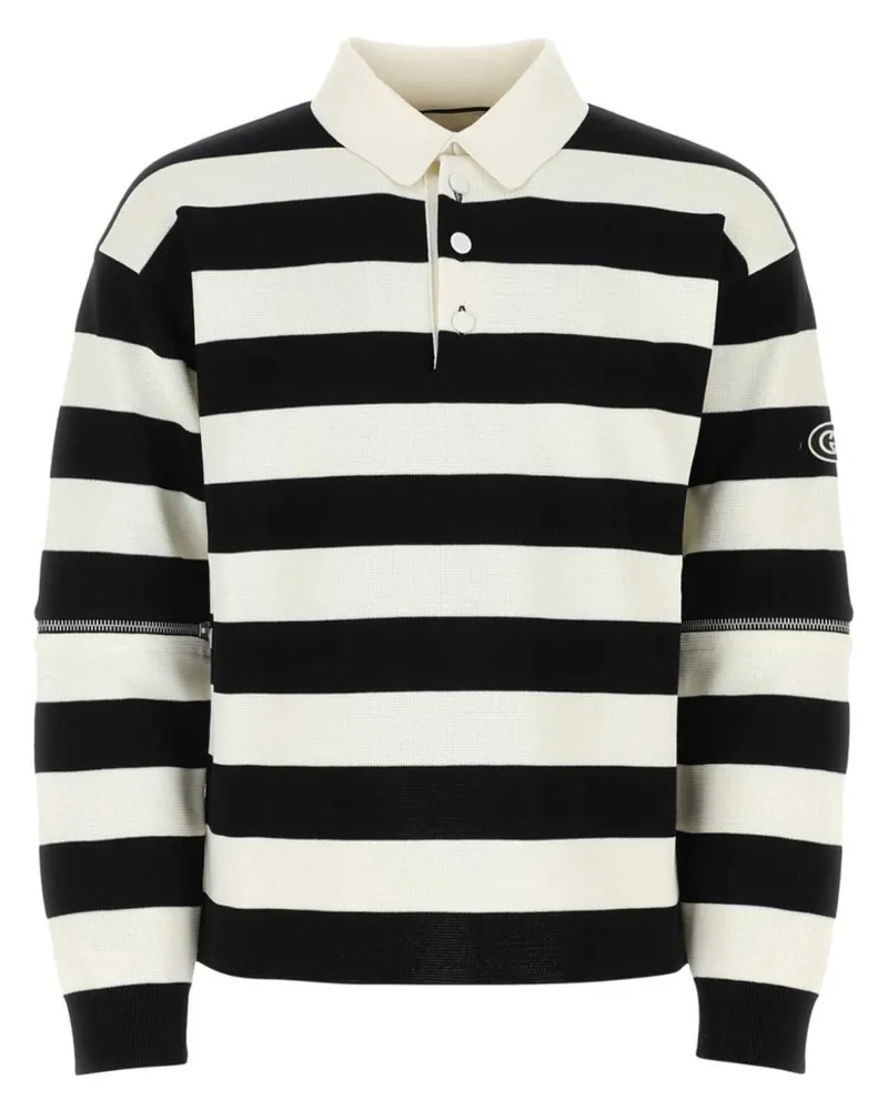Gucci Gestreiftes Poloshirt mit abnehmbaren Ärmel - Nude Nude