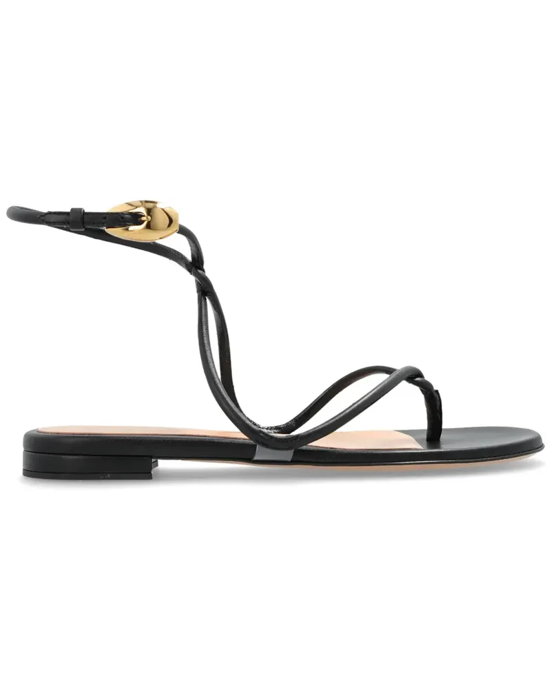 Gianvito Rossi Flache Sandalen mit Riemendetail - Schwarz Schwarz