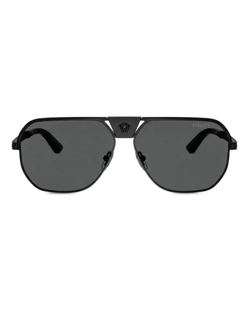 Versace Greca Flow Navigator Sonnenbrille - Schwarz Schwarz
