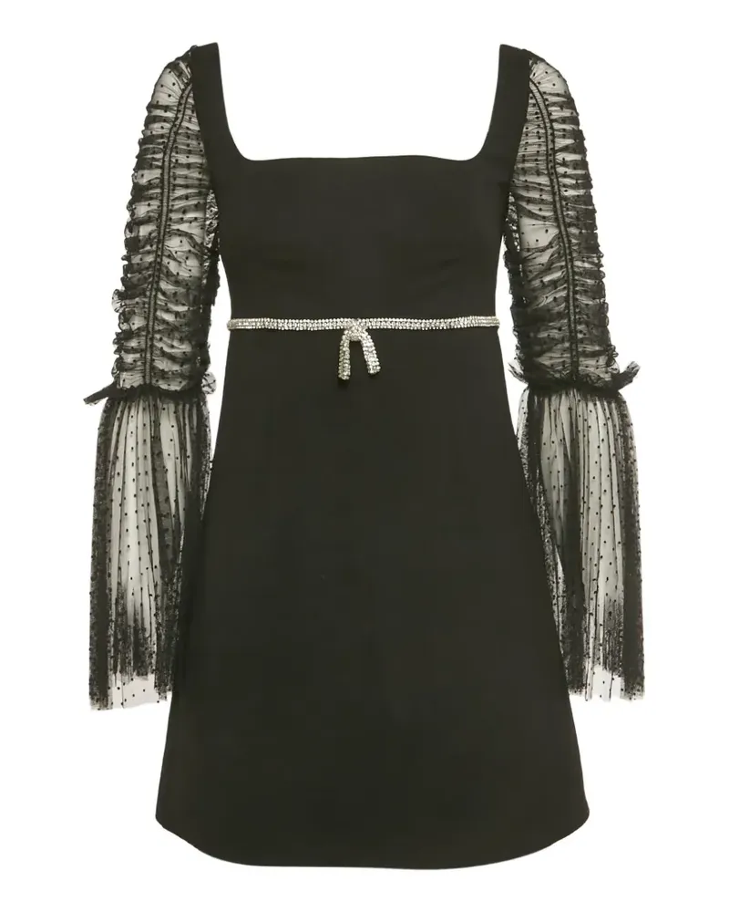 Self-Portrait bow-detail mini dress - Schwarz Schwarz