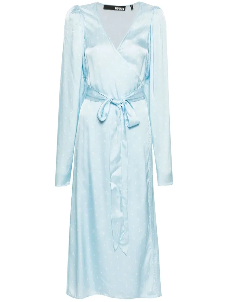 ROTATE Birger Christensen Gepunktetes Wickelkleid - Blau Blau
