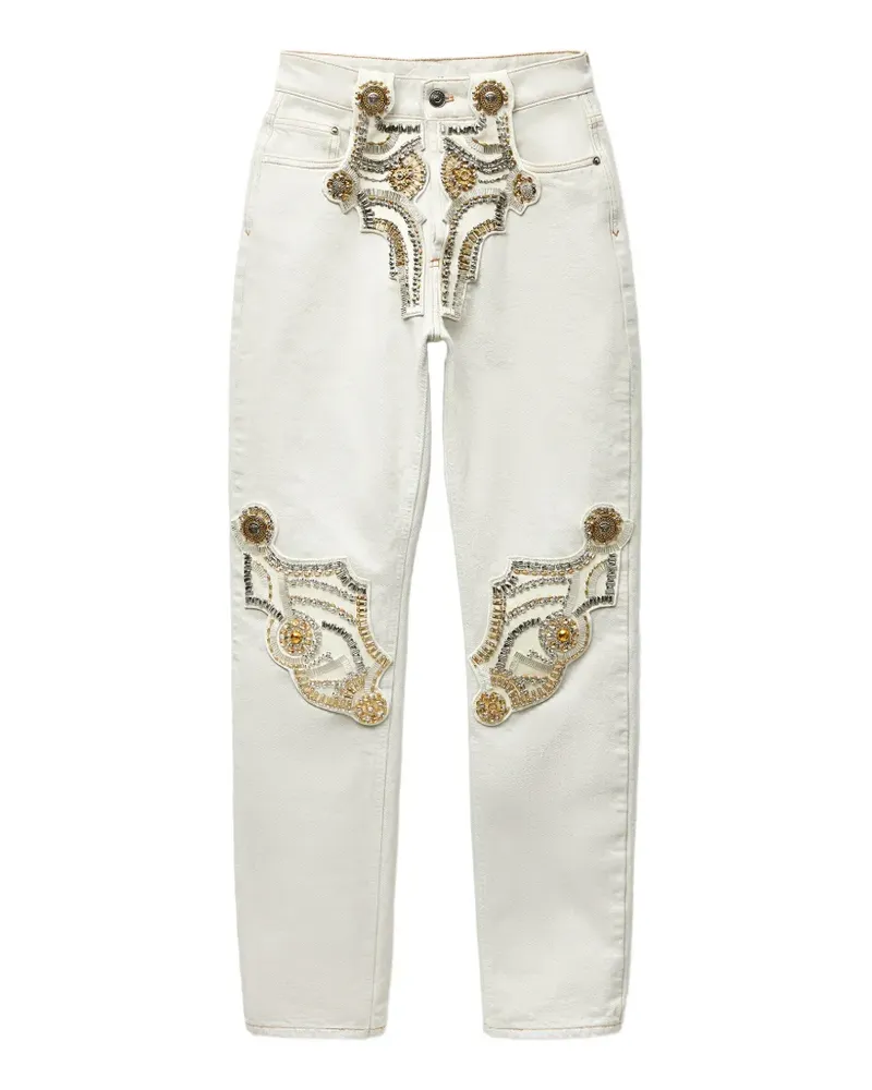 Versace Gerade Jeans mit Stickerei - Nude Nude