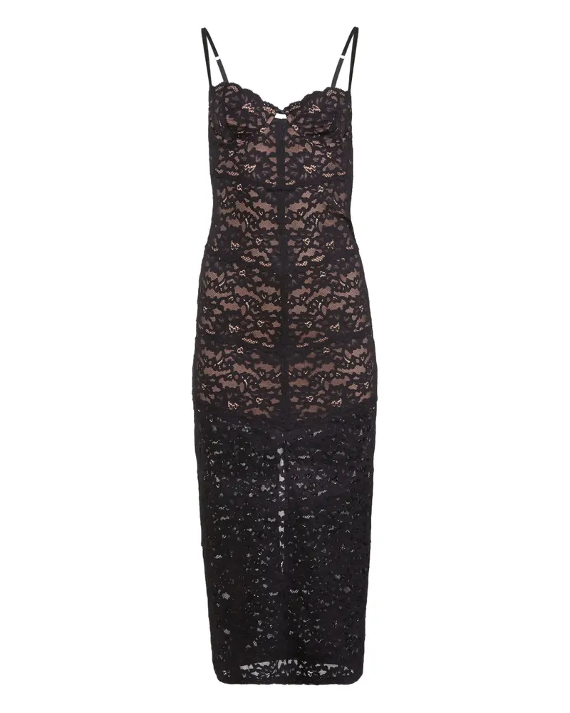 Fleur Du Mal Charlotte lace slip midi dress - Schwarz Schwarz