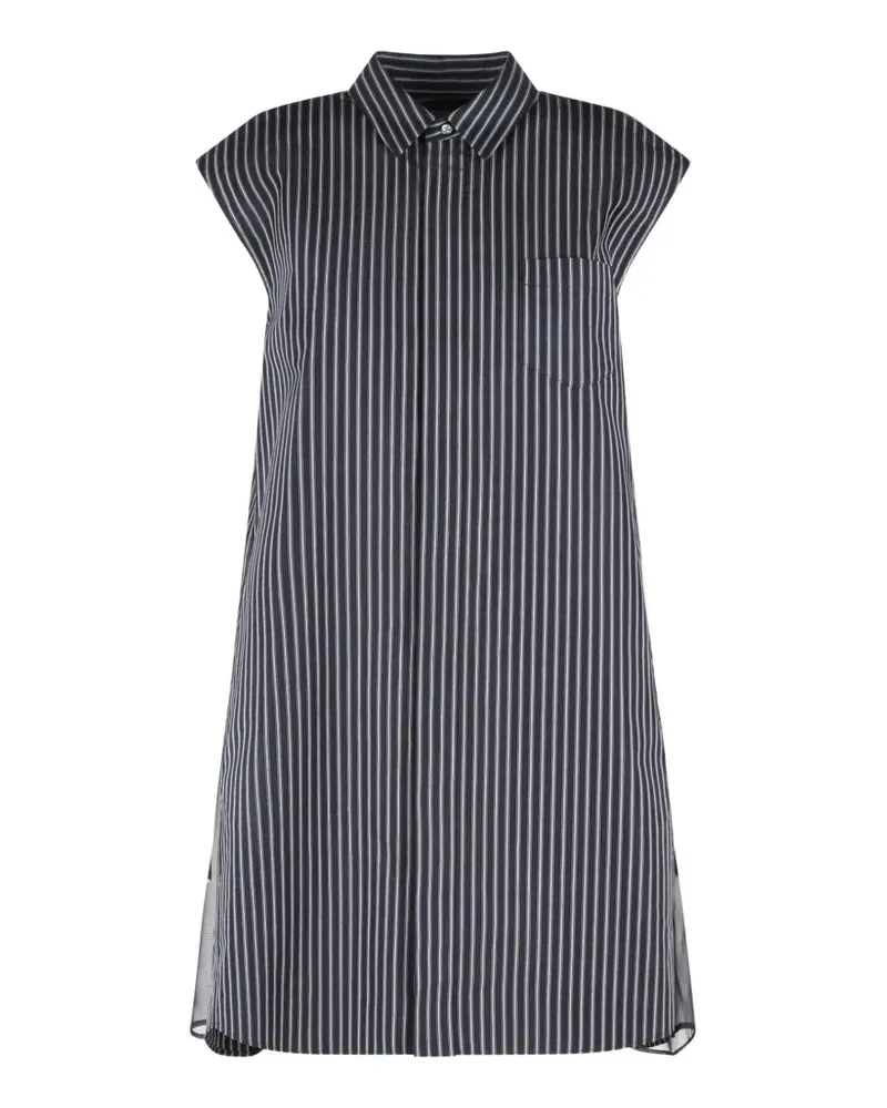 Sacai striped sheer-panelled dress - Blau Blau