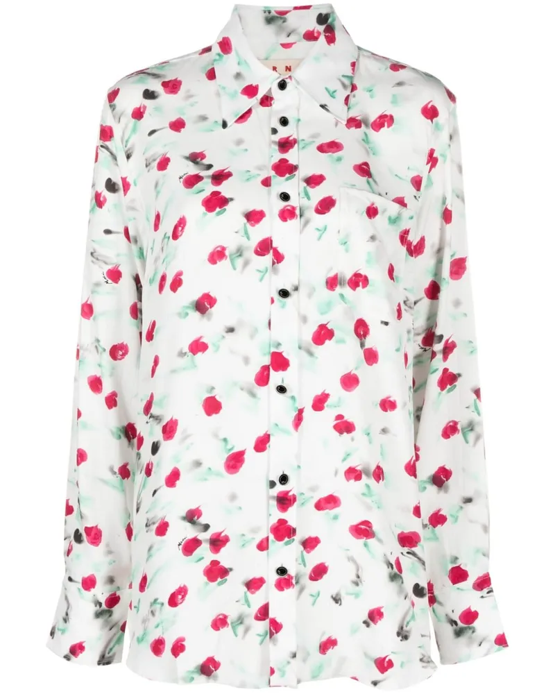 Marni Hemd mit blumigem Print - Weiß Weiß
