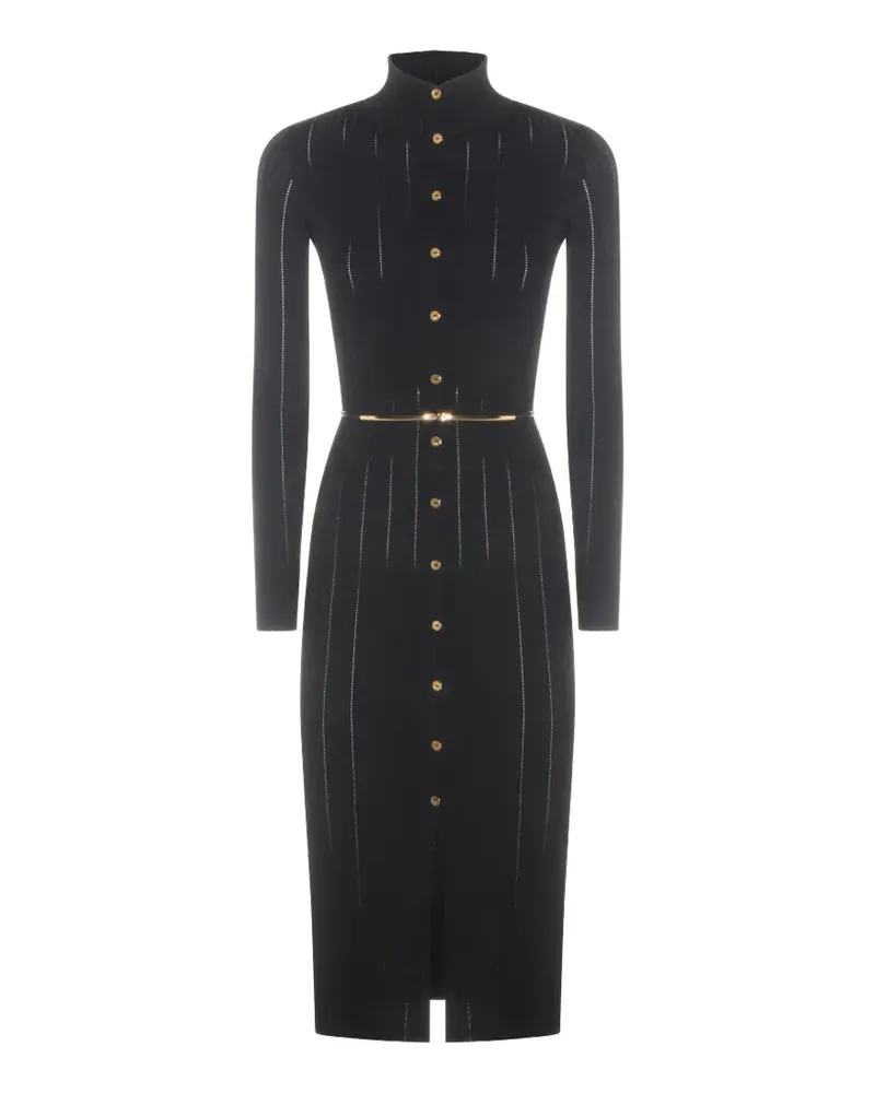 Elisabetta Franchi Lochstrick-Kleid mit Gürtel - Schwarz Schwarz