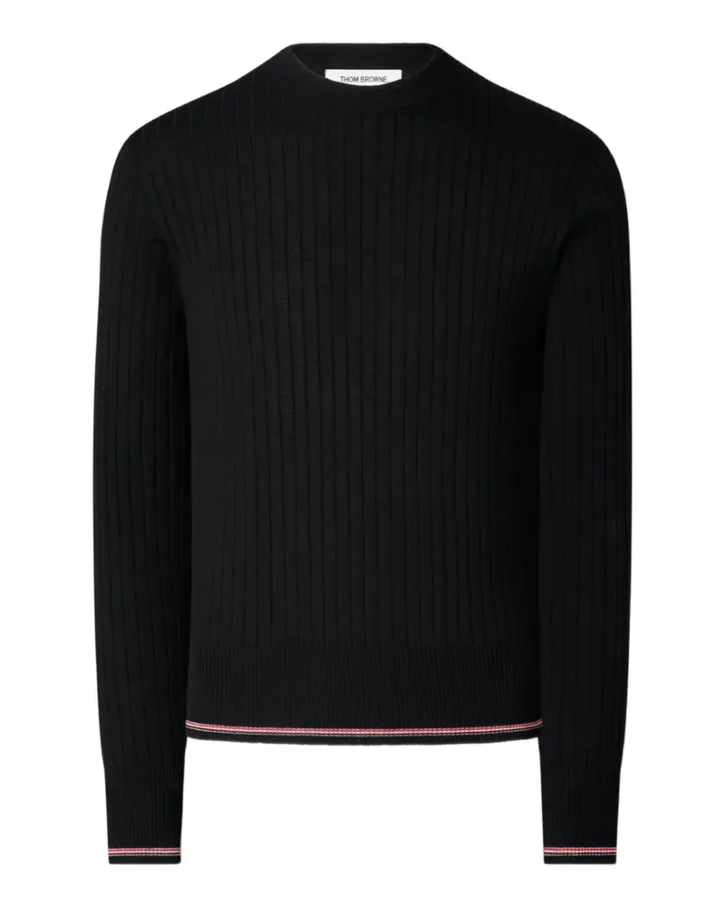 Thom Browne RWB Pullover mit Rippstich - Schwarz Schwarz