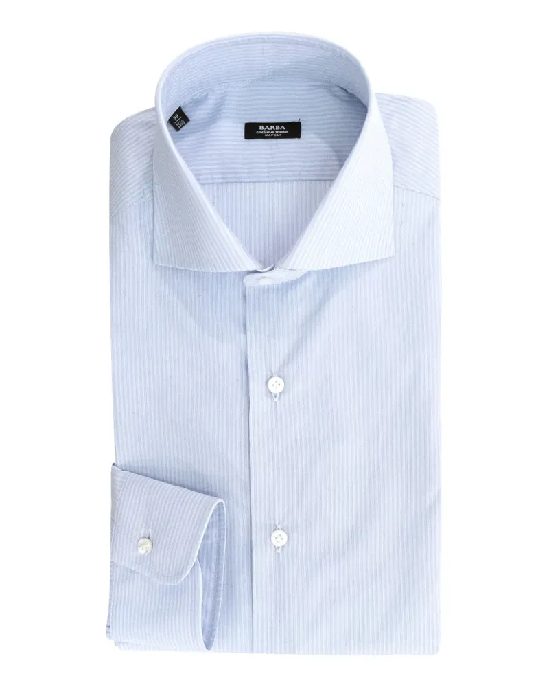 BARBA Gestreiftes Hemd mit Spreizkragen - Blau Blau