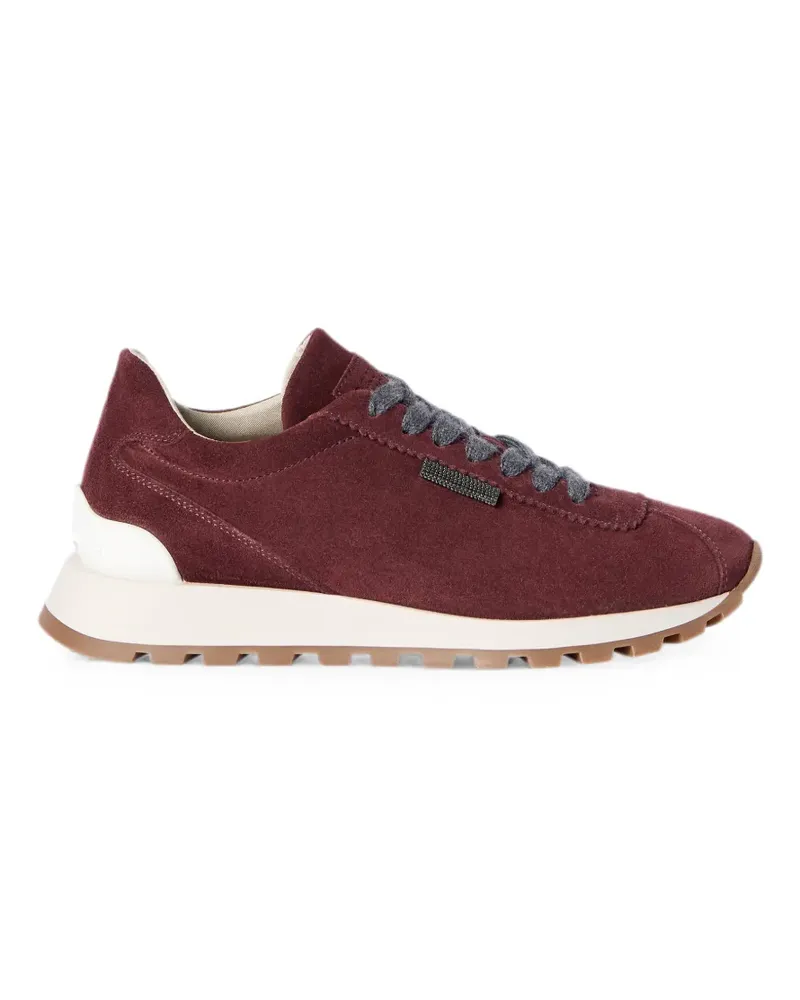 Brunello Cucinelli Laufschuhe aus Wildleder mit glänzender Lasche - Rot Rot