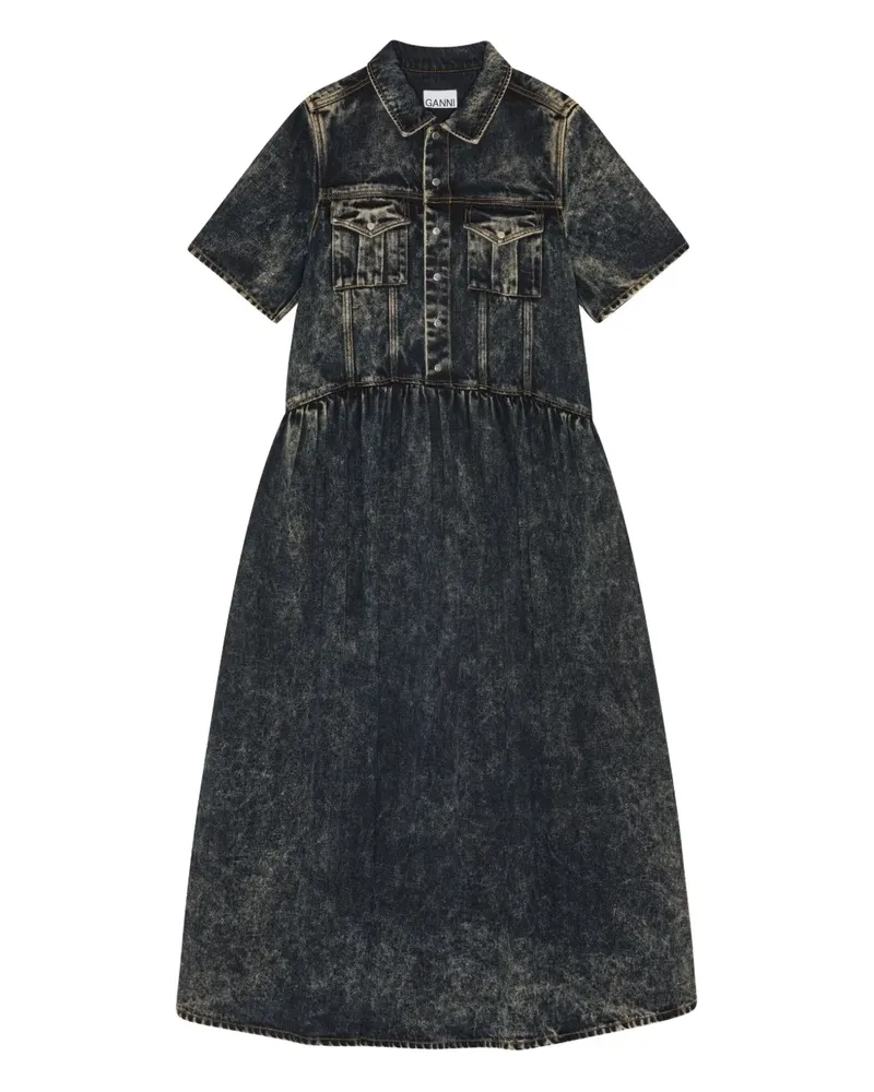 Ganni Midikleid aus Denim - Blau Blau