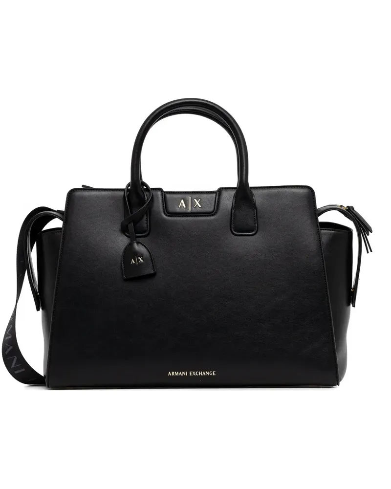 Armani Exchange large tag-detail tote bag - Schwarz Schwarz