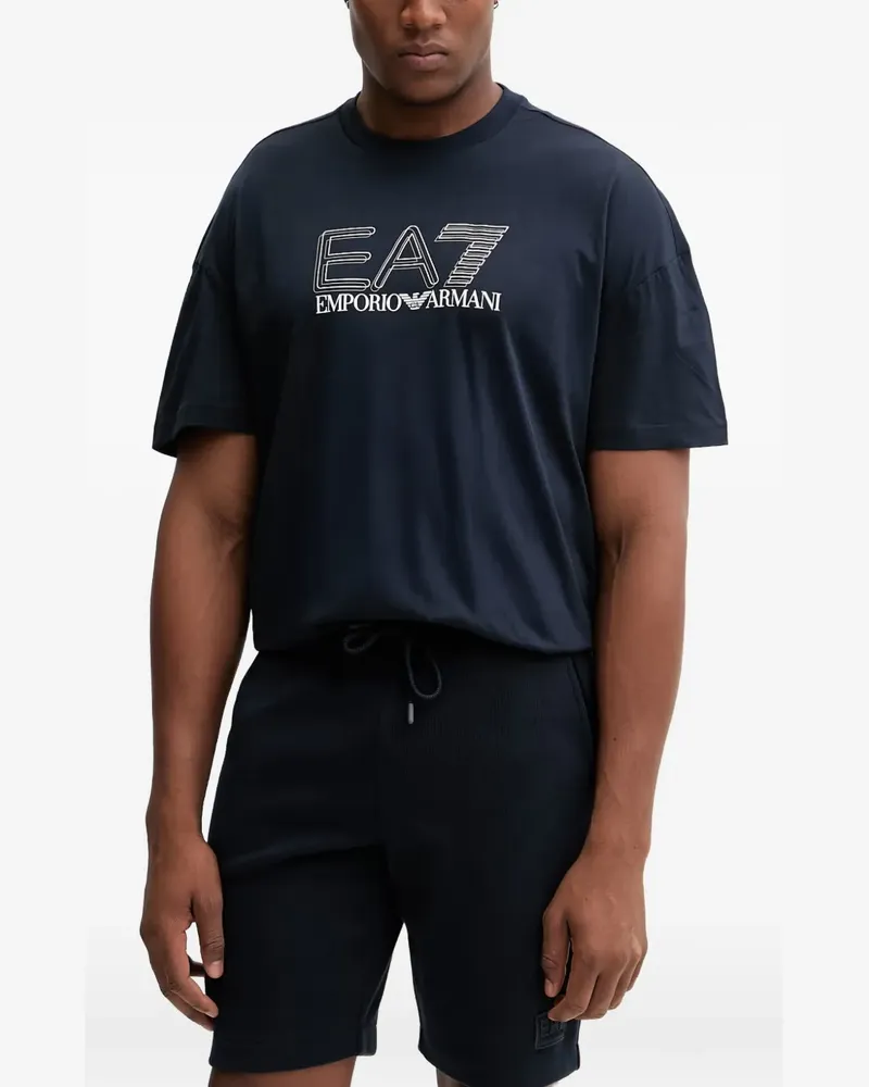 EA7 logo-print T-shirt - Blau Blau