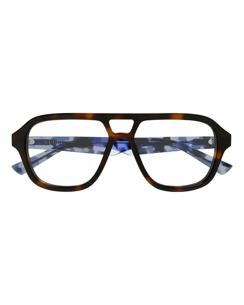 Gucci tortoiseshell-effect geometric-frame glasses - Braun Braun
