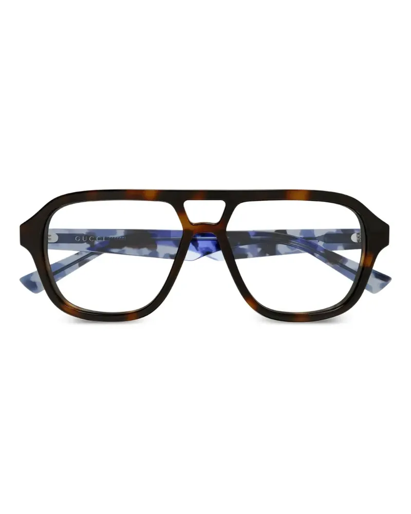 Gucci tortoiseshell-effect geometric-frame glasses - Braun Braun