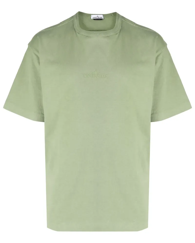 Stone Island T-Shirt mit Logo-Stickerei - Grün Grün