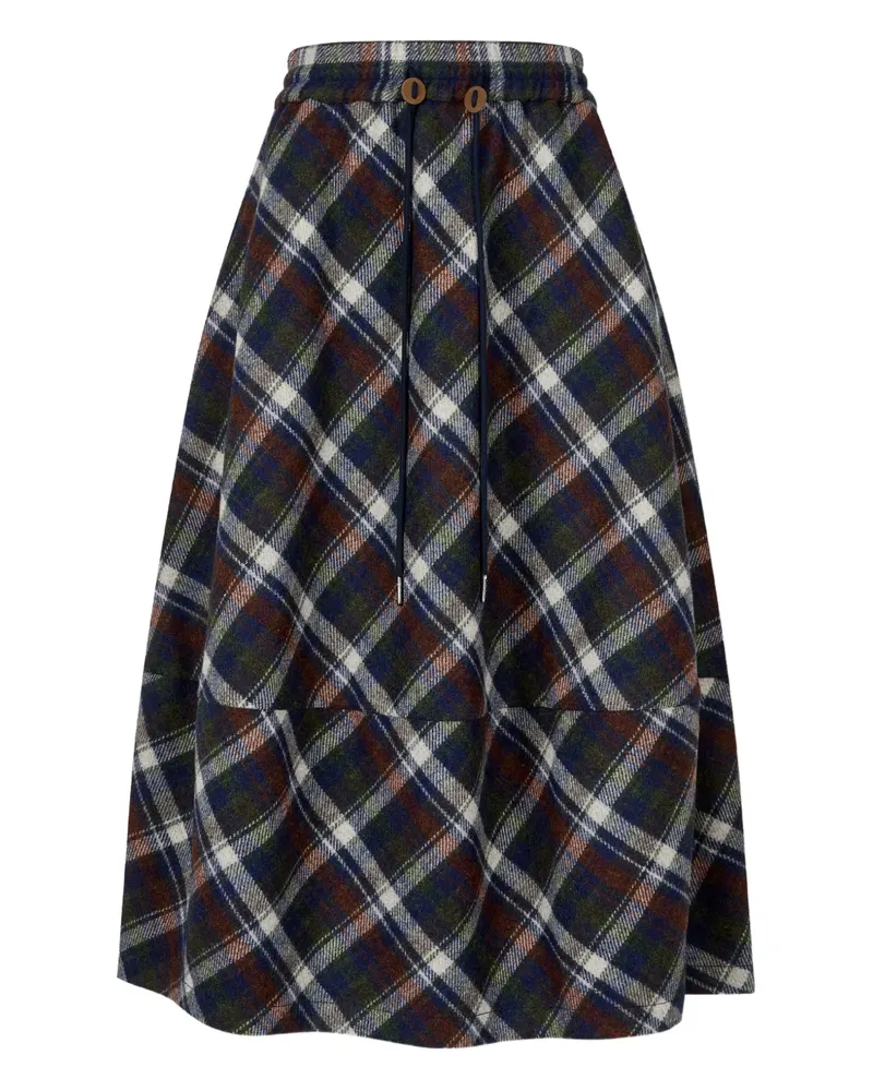 STUDIO TOMBOY Karierter Ballon-Midirock - Blau Blau