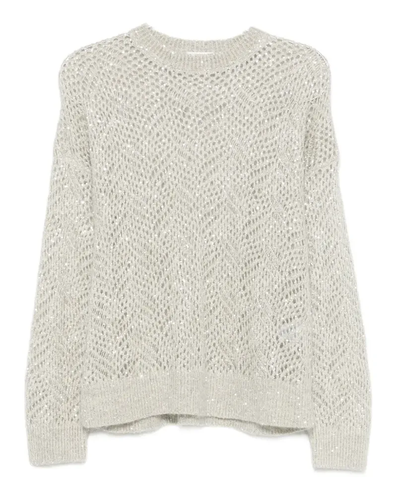 Brunello Cucinelli sequin-embellished open-knit sweater - Grau Grau