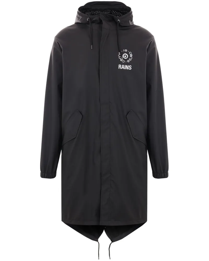 RAINS x 10 Corso Como Regenmantel mit Kapuze - Schwarz Schwarz
