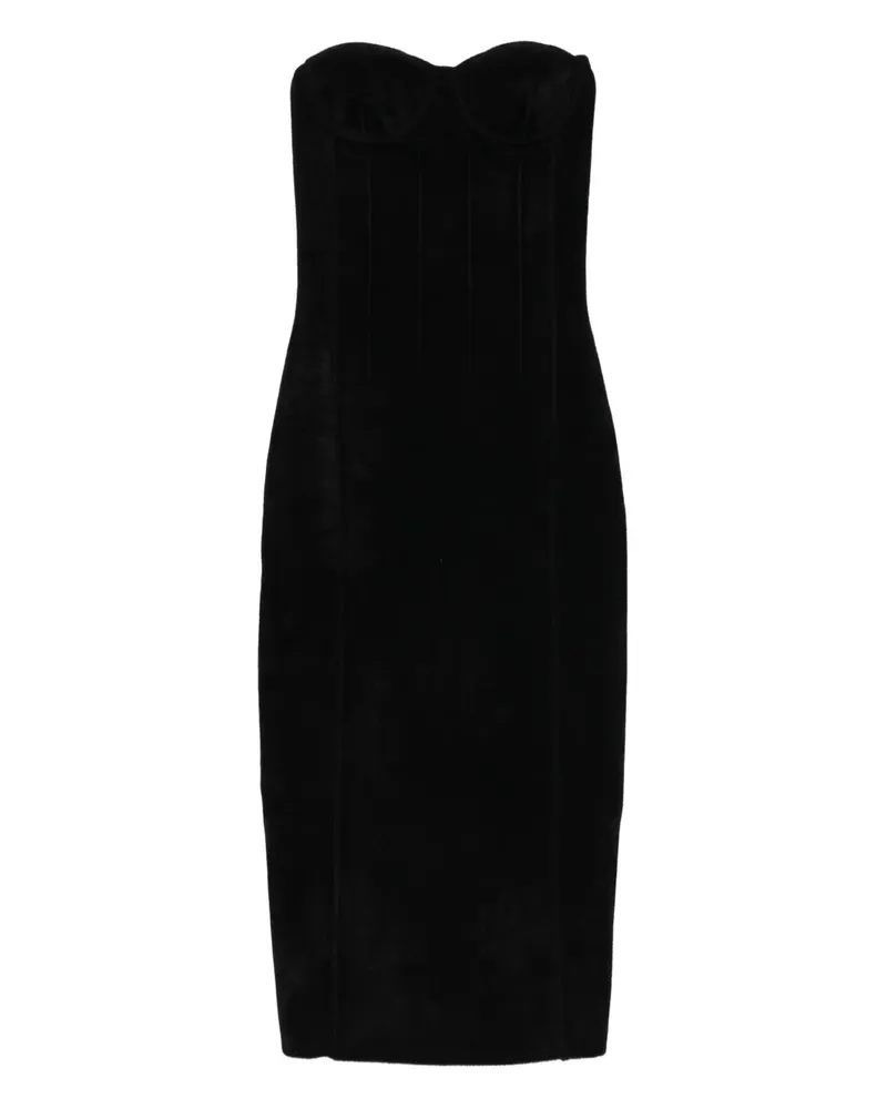 GALVAN Titania bustier velvet midi dress - Schwarz Schwarz