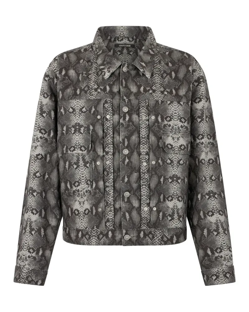 Roberto Cavalli Jeansjacke mit Python-Print - Grau Grau