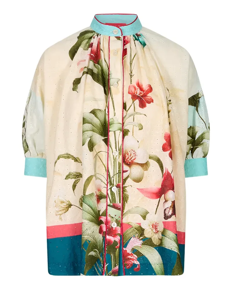 For Restless Sleepers Ploto floral-print broderie-anglaise blouse - Nude Nude