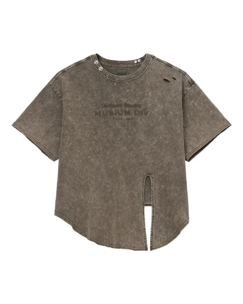 Musium Div. Distressed-T-Shirt mit Schlitz - Braun Braun