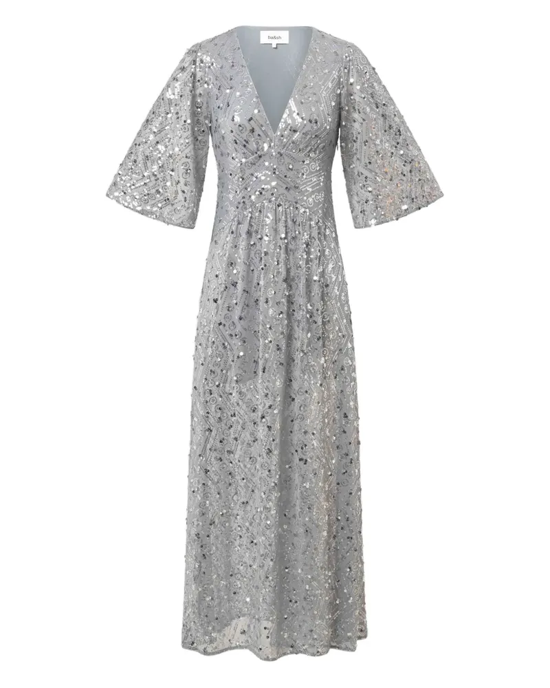 ba&sh Conny Maxikleid mit Pailletten - Grau Grau