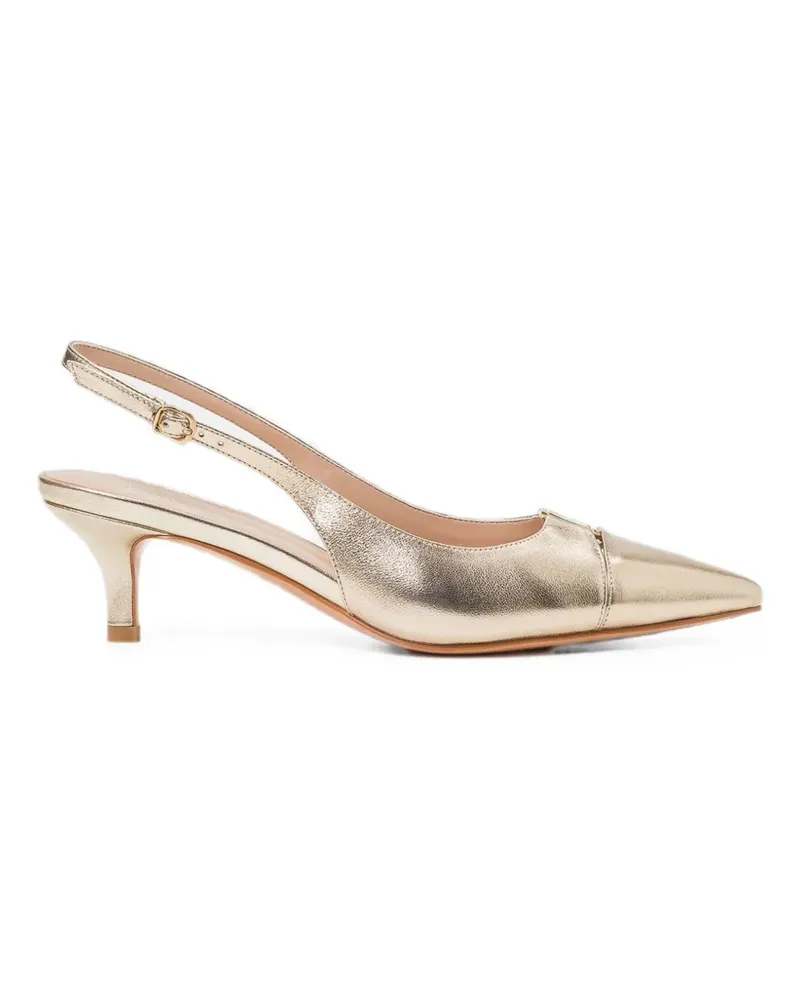 Twin-Set metallic-effect logo-plaque pumps - Gold Gold