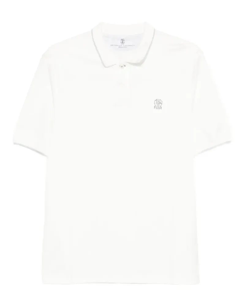 Brunello Cucinelli Poloshirt mit besticktem Kragen - Weiß Weiß