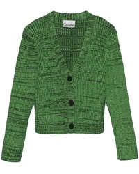 Ganni Melierter Cropped-Cardigan Grün