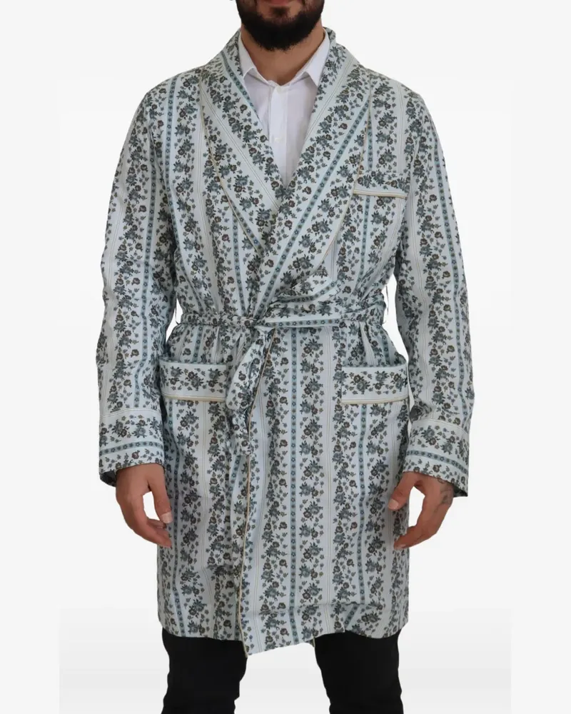 Dolce & Gabbana floral-print cotton robe - Blau Blau