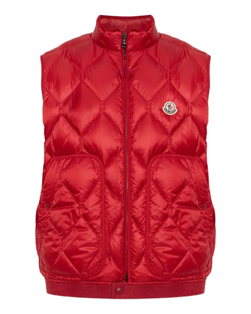 Moncler quilted logo-patch puffer vest - Rot Rot