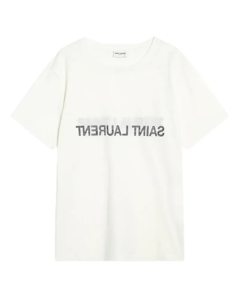 Saint Laurent logo-print T-shirt - Nude Nude