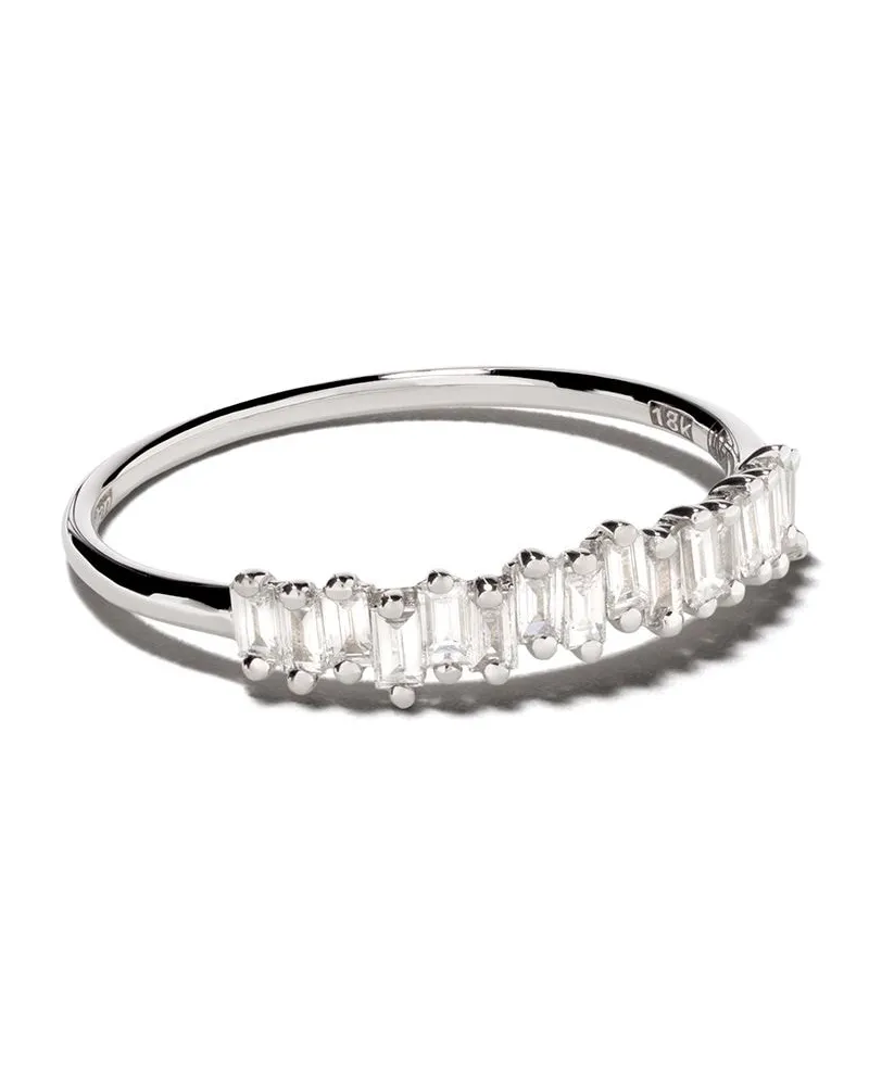 Suzanne Kalan 18kt 'Fireworks Classic Stacker' Weißgoldring mit Diamanten - Silber Silber