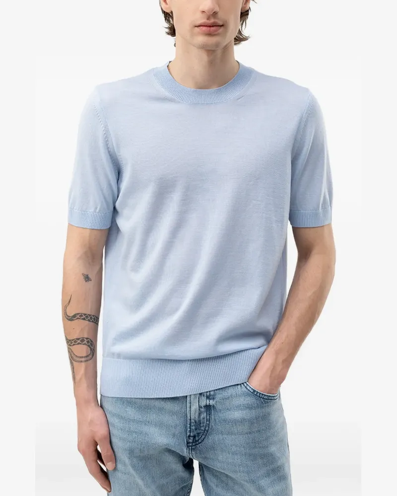 HUGO BOSS Kurzärmeliger Pullover - Blau Blau
