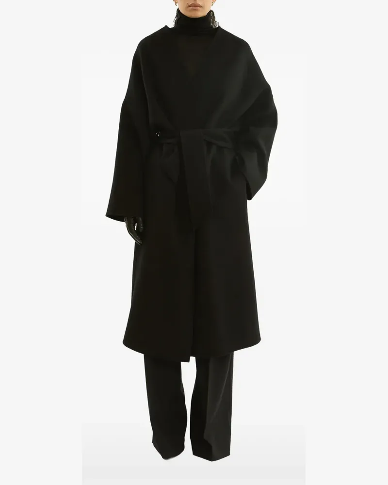 La Collection Gewickelter Mantel mit Gürtel - Schwarz Schwarz