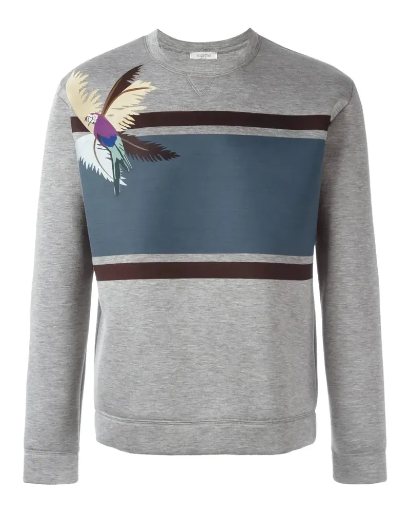 Valentino Garavani parrot-print striped sweatshirt - Grau Grau