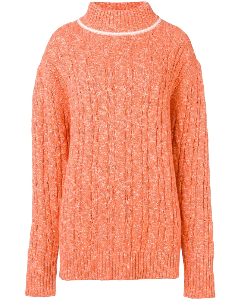 Cashmere In Love Pullover mit Zopfmuster - Orange Orange