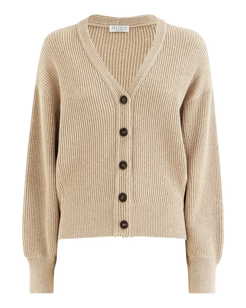 Brunello Cucinelli Cardigan mit englischem Rippmuster - Nude Nude