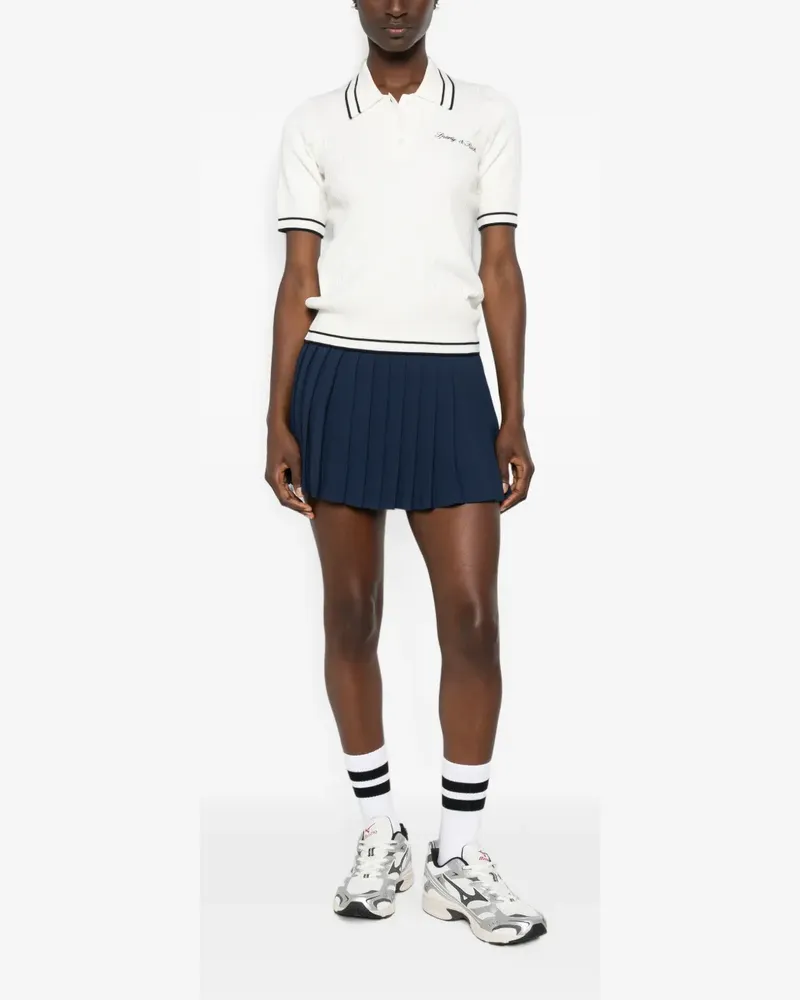 SPORTY & RICH cable-knit embroidered polo shirt - Nude Nude