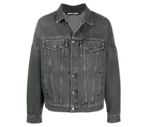 Jeansjacke mit Logo-Print - Schwarz