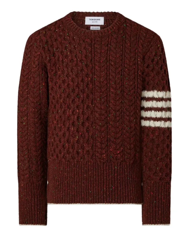 Thom Browne Donegal Bar Aran Pullover mit Zopfmuster - Rot Rot