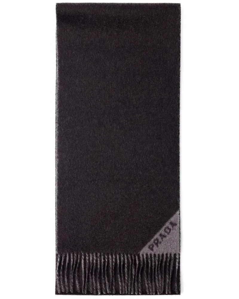 Prada Kaschmirschal mit Logo-Stickerei - Grau Grau