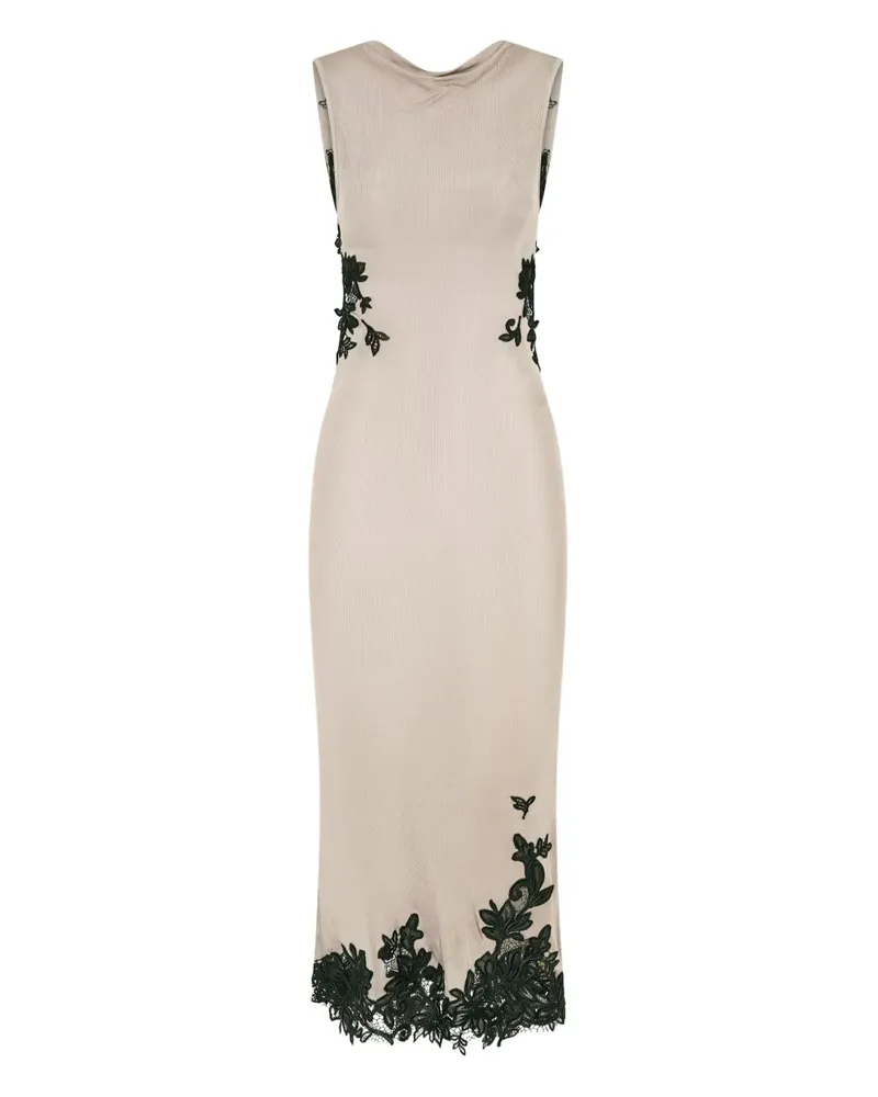 Christopher Esber Hibiscus Midikleid mit Spitzeneinsatz - Nude Nude