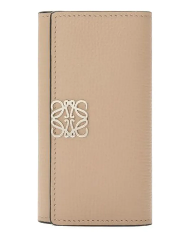 Loewe anagram-detail leather keyring - Nude Nude