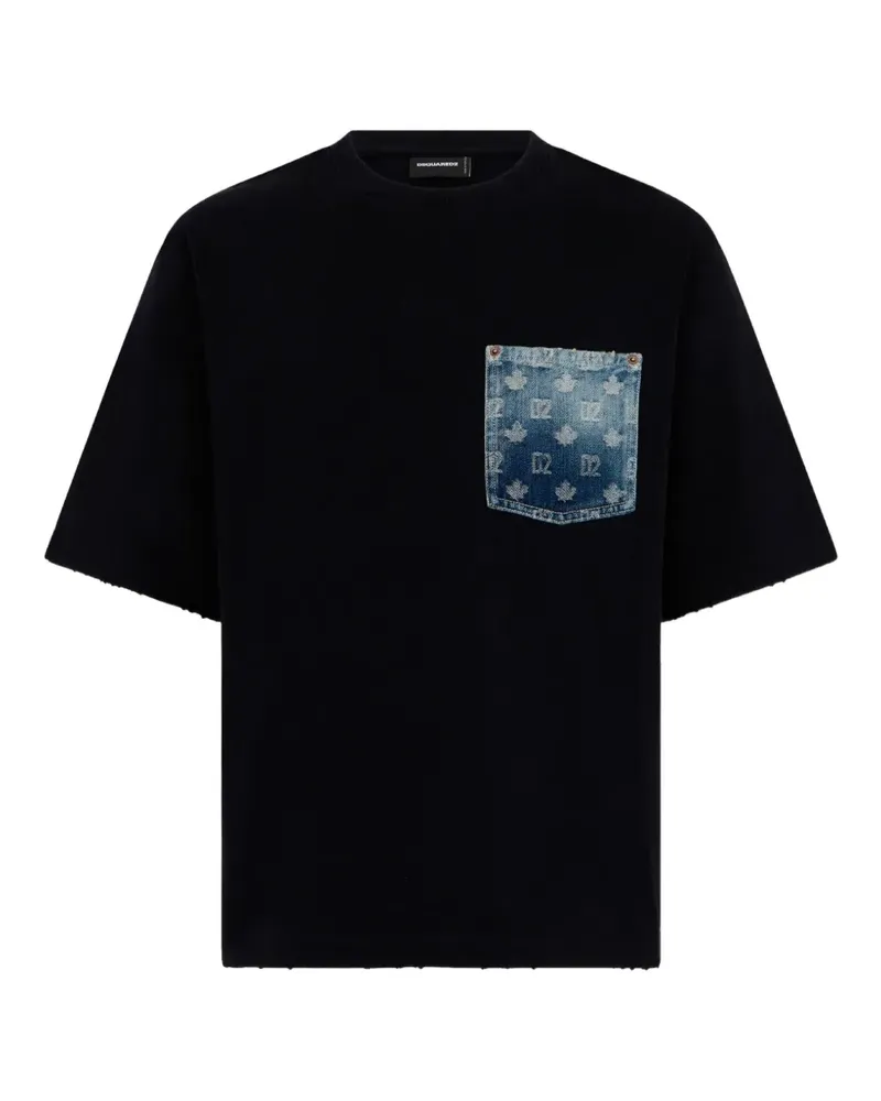 Dsquared2 D2 Monogram T-Shirt mit lockerer Passform - Schwarz Schwarz