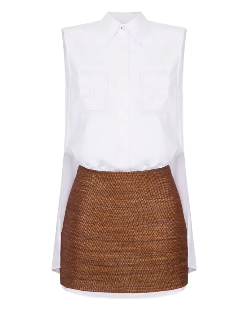 Elisabetta Franchi Hemdkleid mit perforiertem Logo - Weiß Weiß