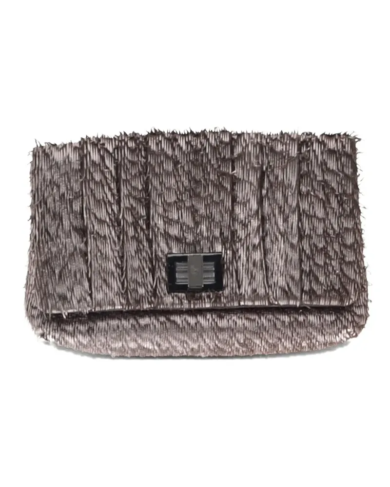 Anya Hindmarch fringed-detail leather clutch bag - Grau Grau