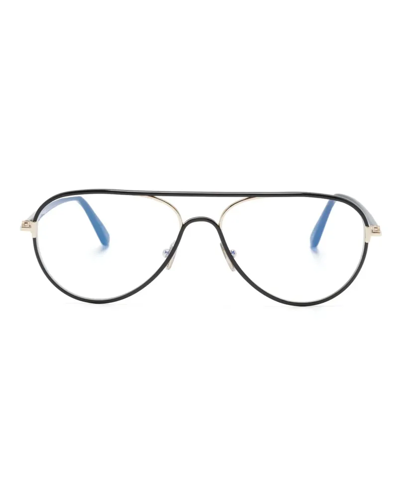 Tom Ford FT5897B Pilotenbrille mit Logo-Gravur - Schwarz Schwarz