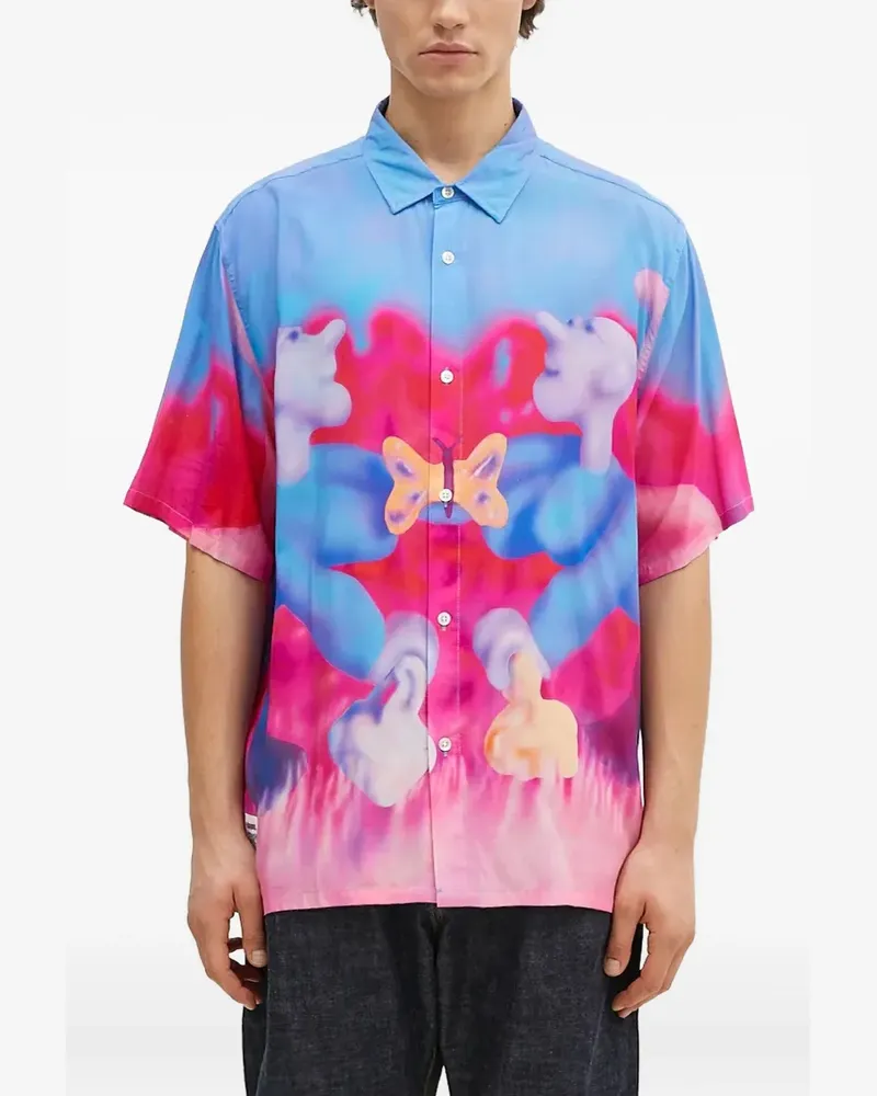 PLEASURES Kurzärmeliges Hemd mit Print - Rosa Rosa